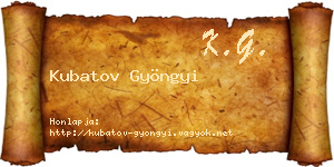 Kubatov Gyöngyi névjegykártya