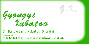 gyongyi kubatov business card