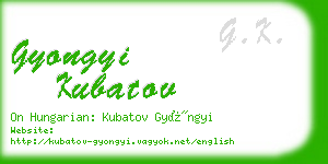 gyongyi kubatov business card